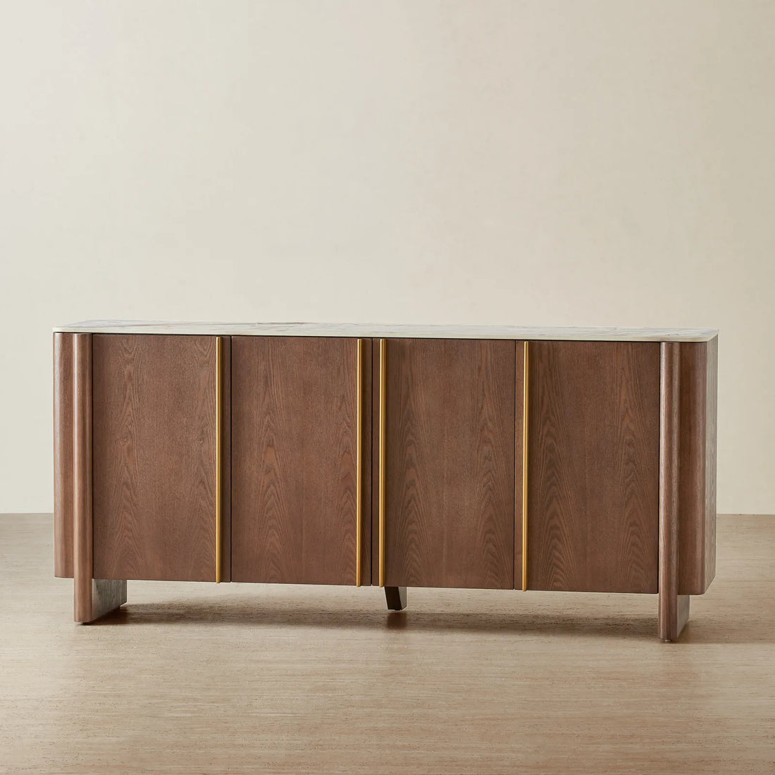 Sir Lionell Gliding White Sintered Stone Sideboard