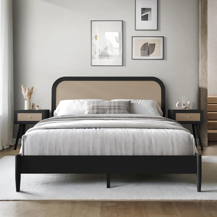 Bed Frame with Cane Headboard