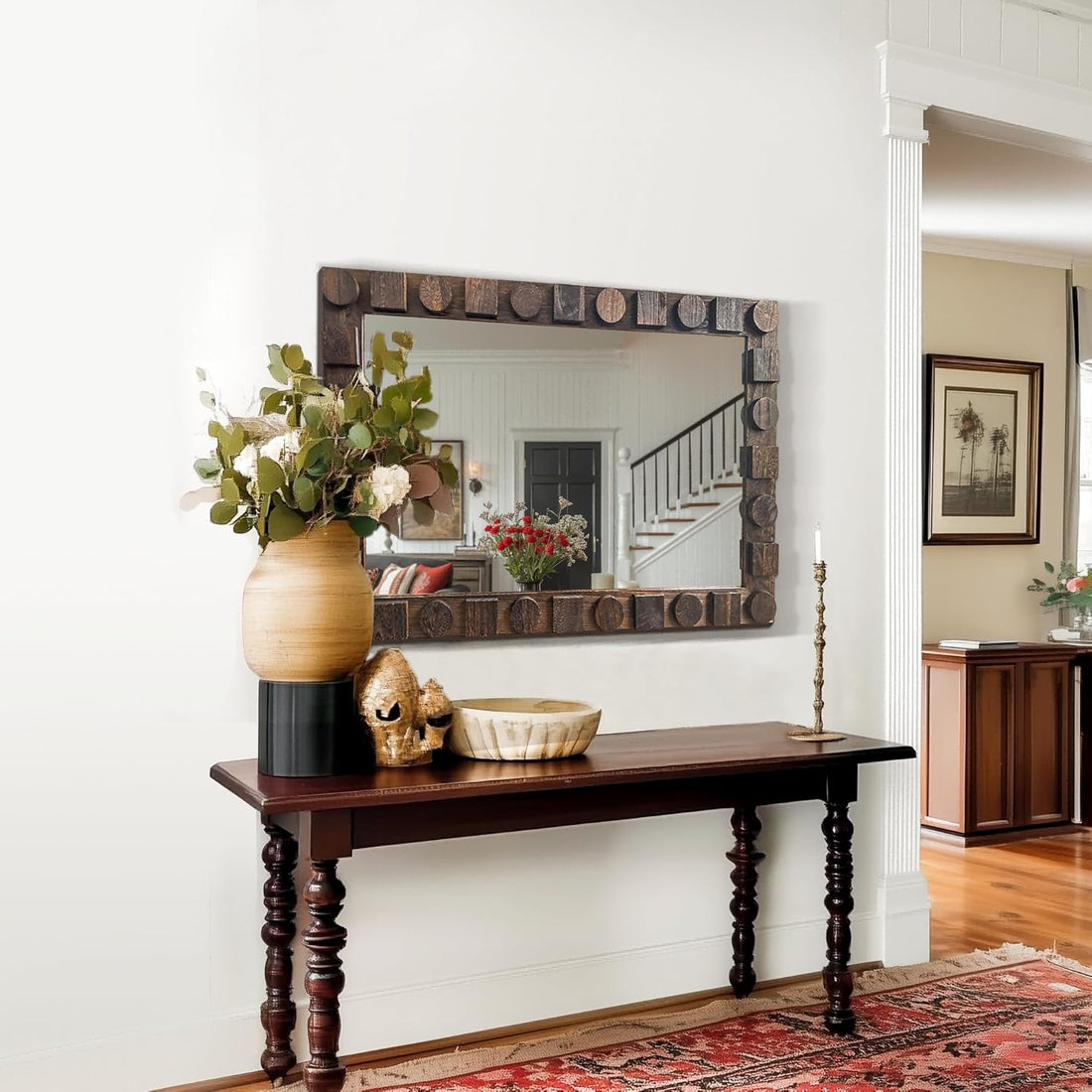 Wall Mirror with Rustic Wood Frame