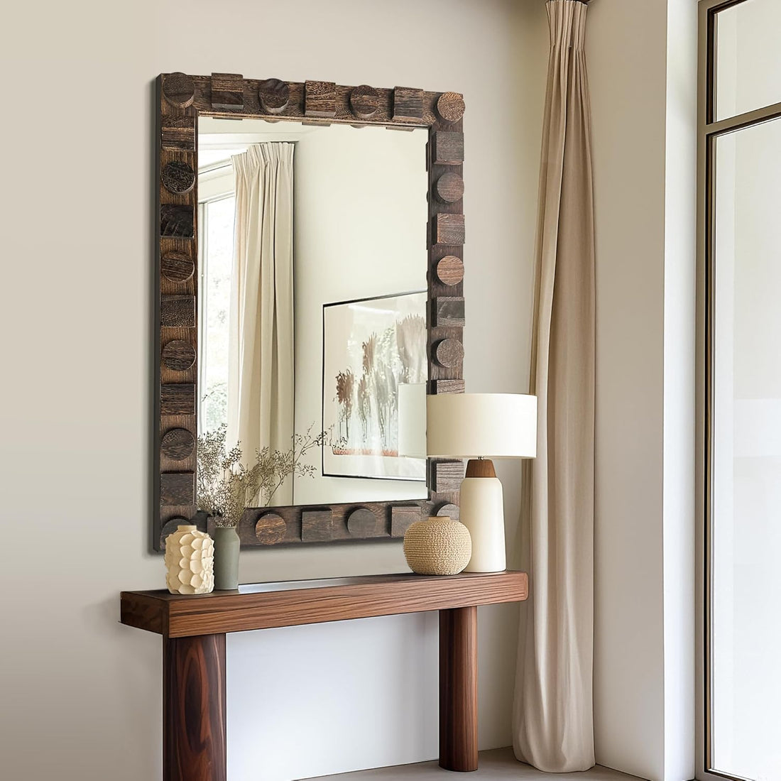 Wall Mirror with Rustic Wood Frame