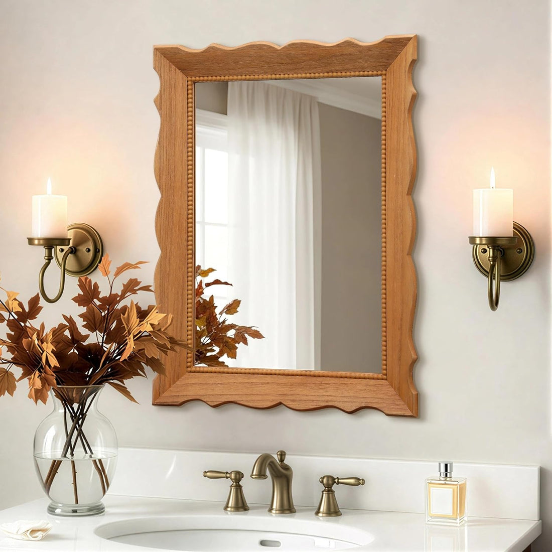 Rustic Wooden Framed Wall Mirror
