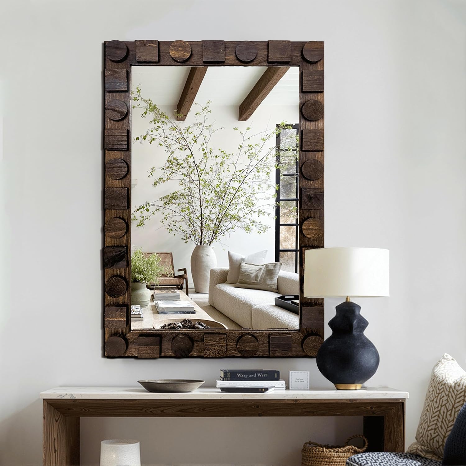 Wall Mirror with Rustic Wood Frame