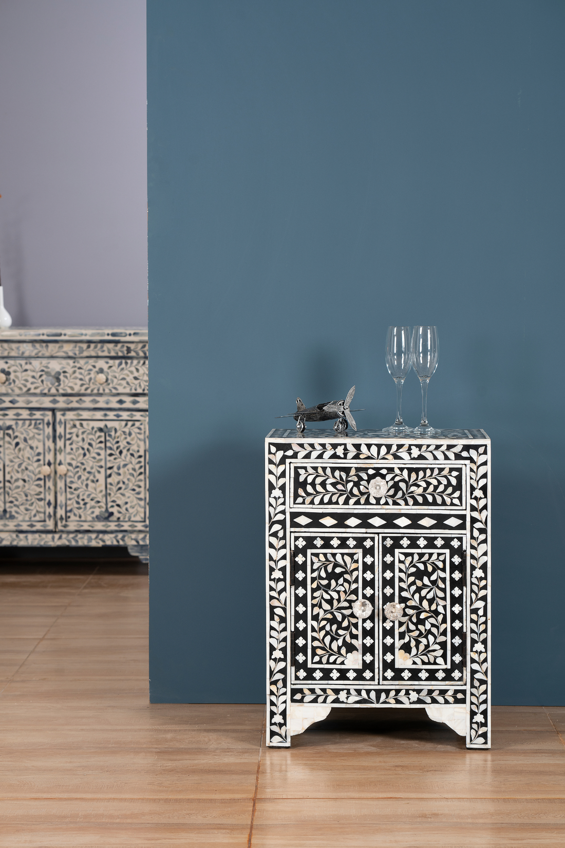 Noir Vine Inlay Accent Chest