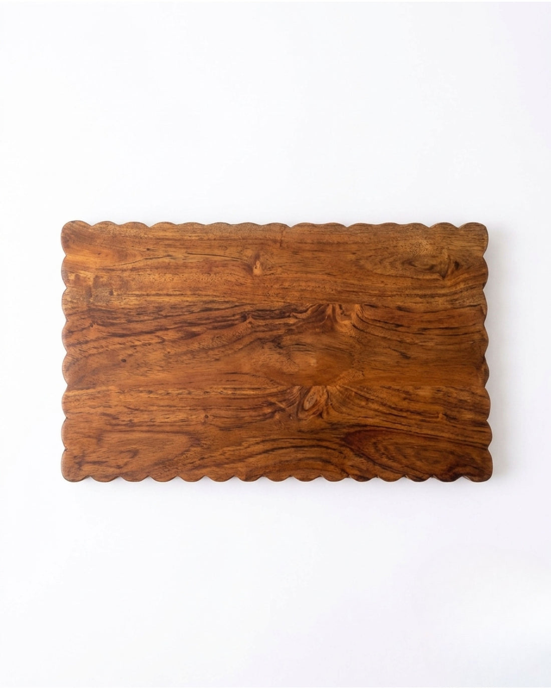 Rustic Scalloped Wooden Serving Platter