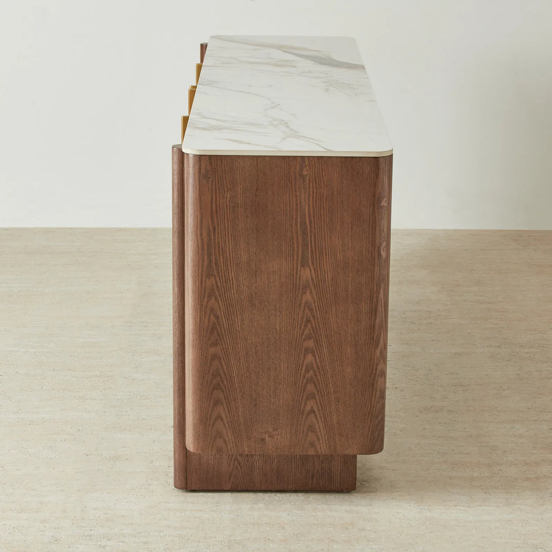 Sir Lionell Gliding White Sintered Stone Sideboard