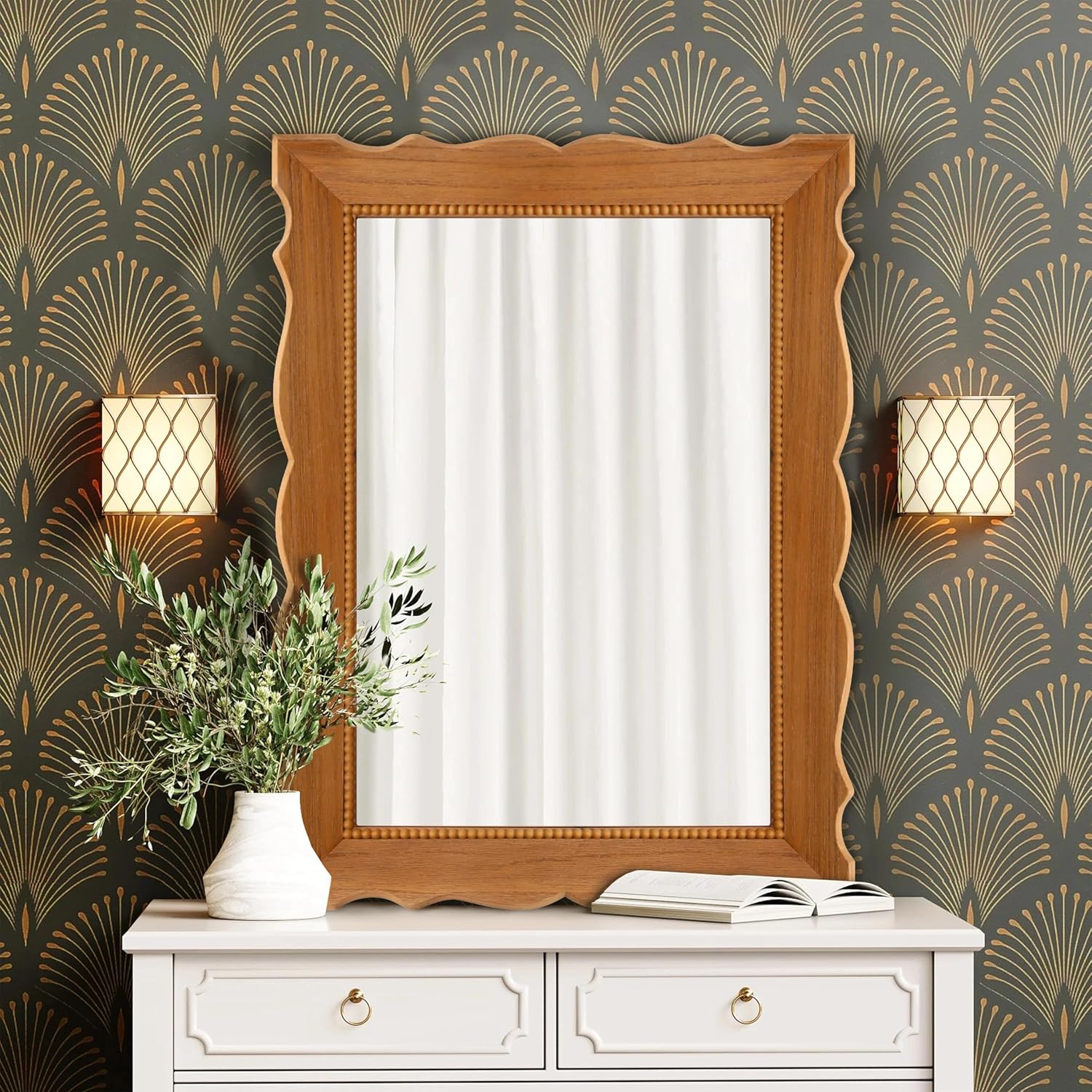 Rustic Wooden Framed Wall Mirror