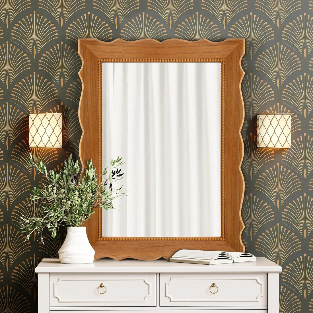 Rustic Wooden Framed Wall Mirror