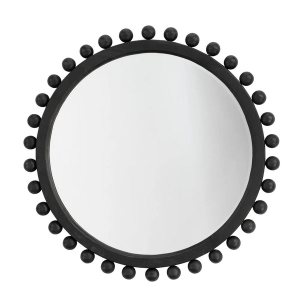 Decor Orion Round Wood Mirror, Natural - Black