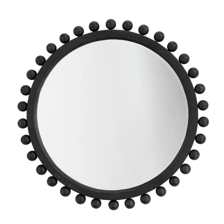 Decor Orion Round Wood Mirror, Natural - Black