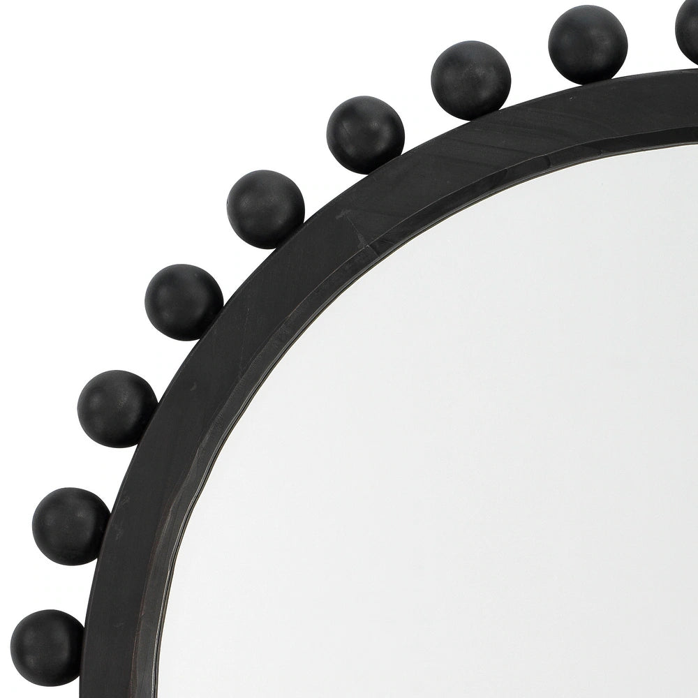 Decor Orion Round Wood Mirror, Natural - Black