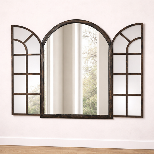 Arched Wall Mirror with Window Design