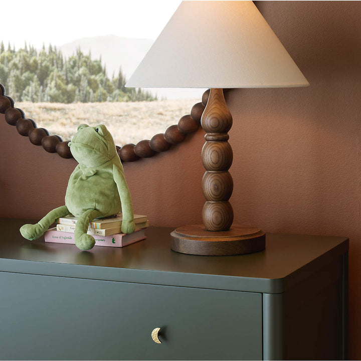 Lind Deep Brown Wood 30" Round Kids Wall Mirror