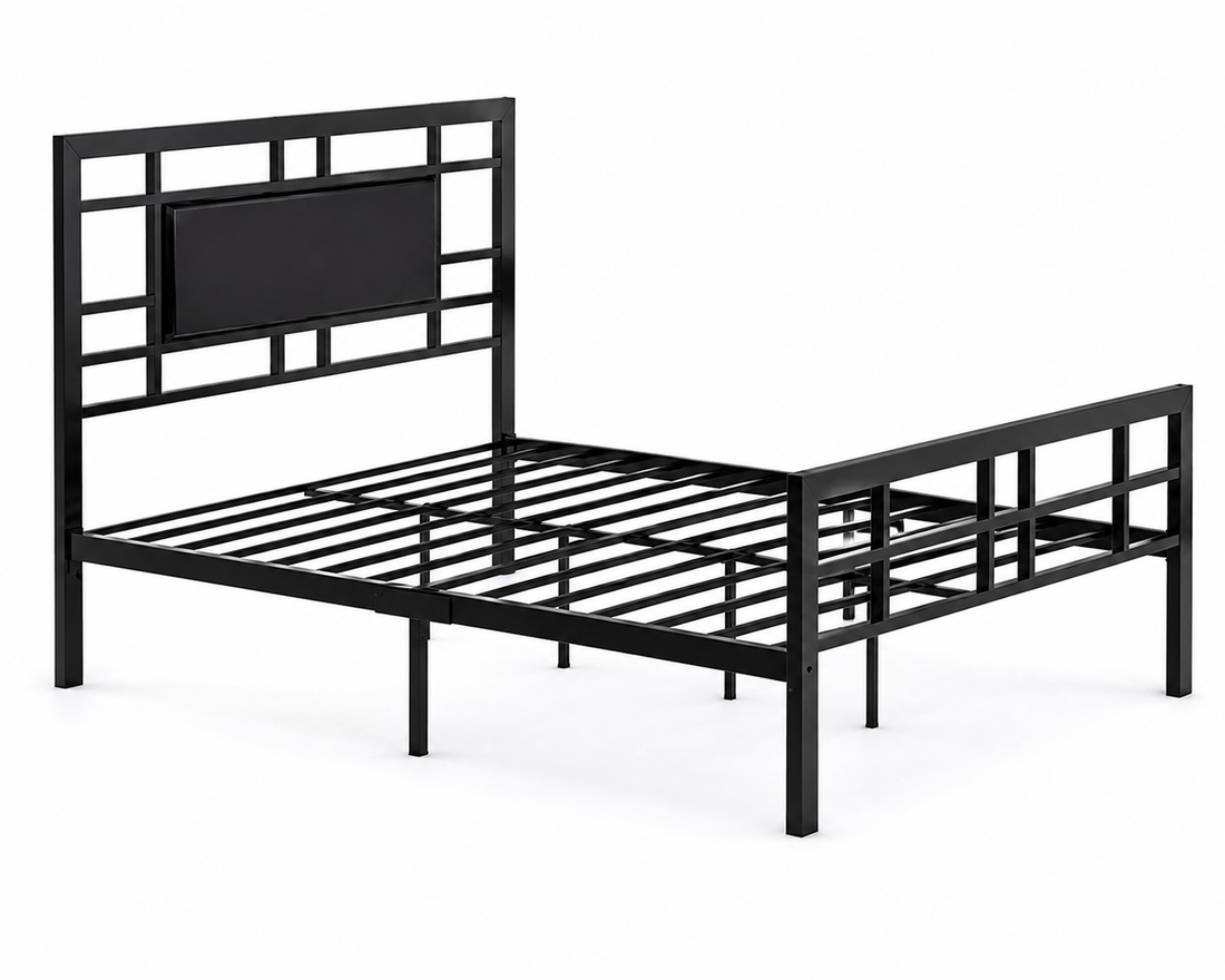 Modern Grid Metal Platform Bed Frame