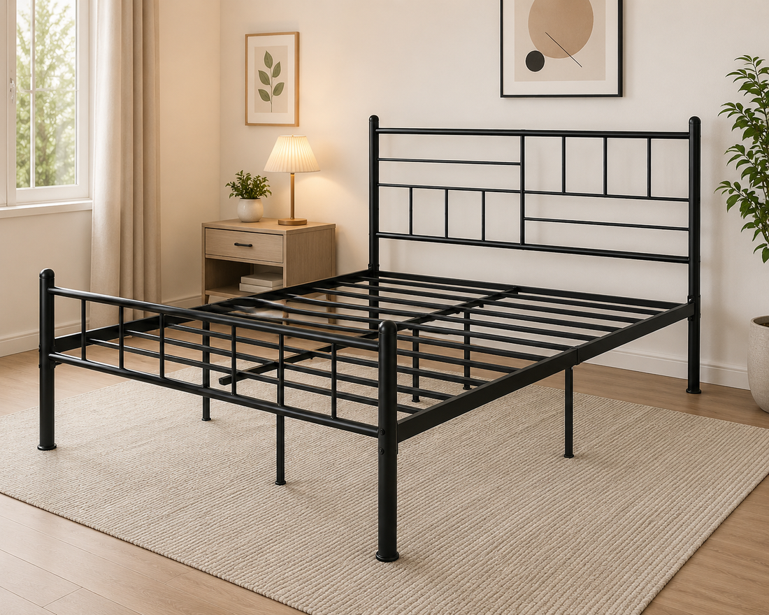 Modern Geometric Metal Platform Bed