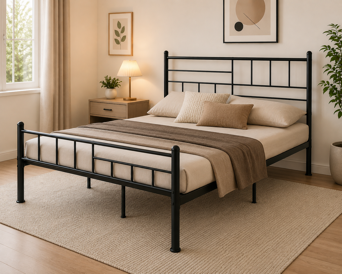 Modern Geometric Metal Platform Bed