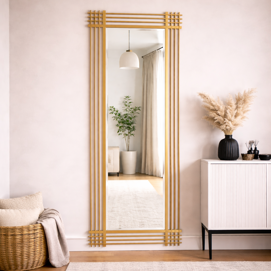 Mirror Pierce rectangular brushed brass finish