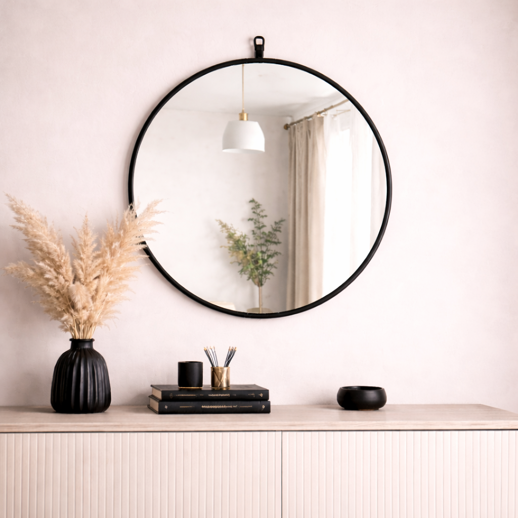 Metal Frame Round Mirror
