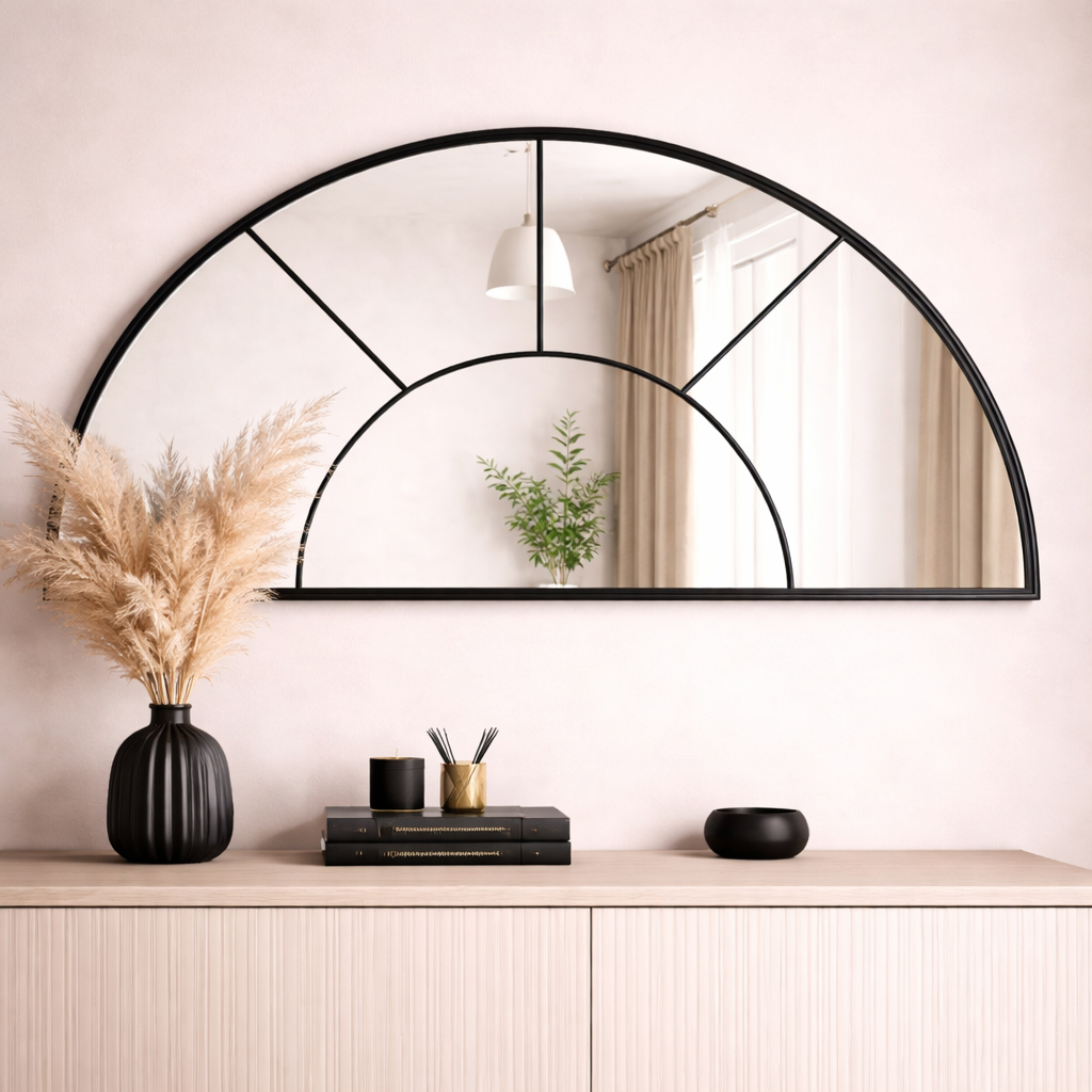 Mirrors Rousseau Iron Window Arch Mirror