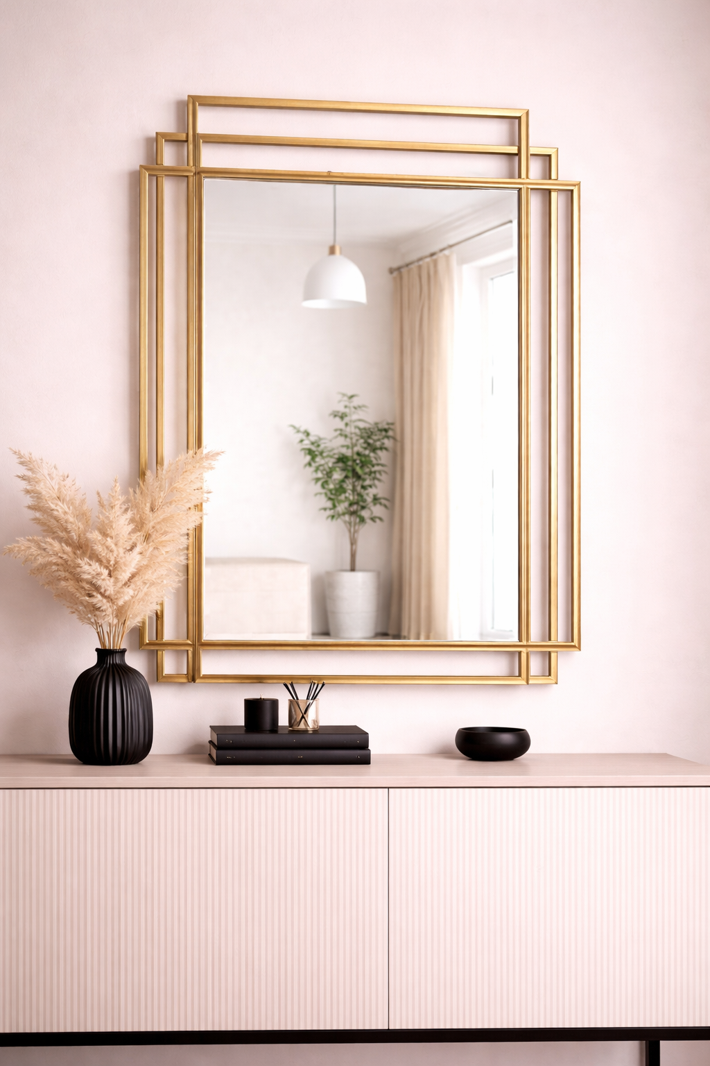 Wall Mirror In Iron With Golden Tpr Finish
