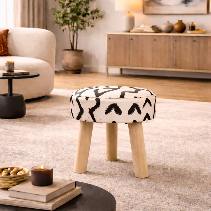 Natural Aztec Round Stool