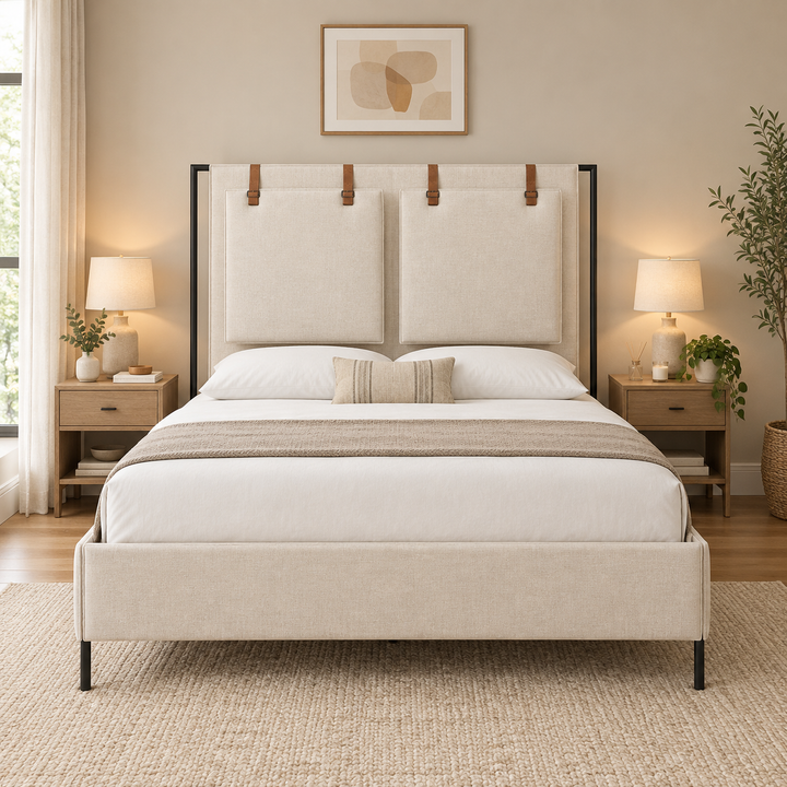 Logan Upholstered Metal Bed