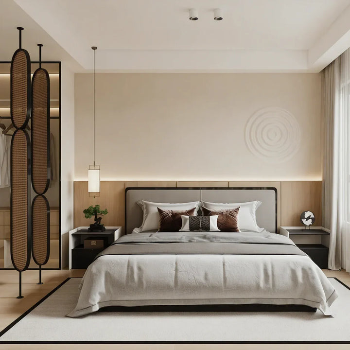 RAVENI Wooden Rattan Room Divider