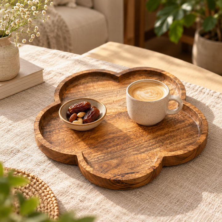 Clover Luxe Wooden Serving Tray