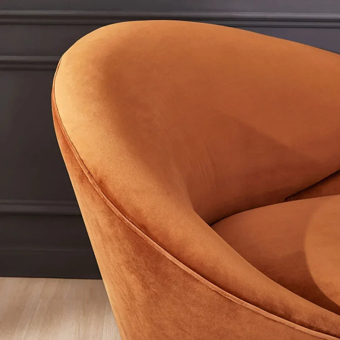 Wooden Twist Heloev Modern Curved 3-Seater Chaise Lounge Sofa with Velvet Upholstery,