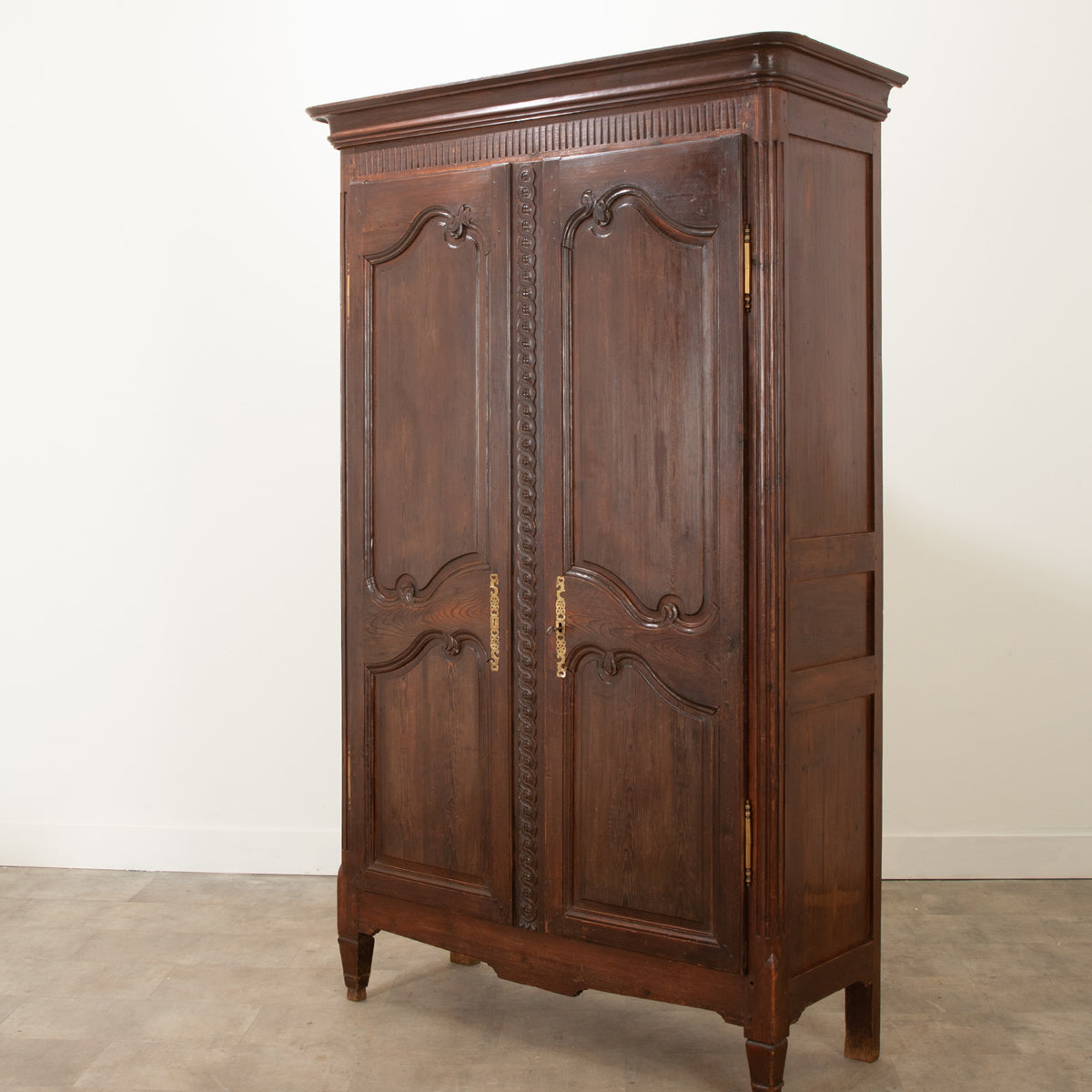 French 19th Century Carved Oak Wardrobe