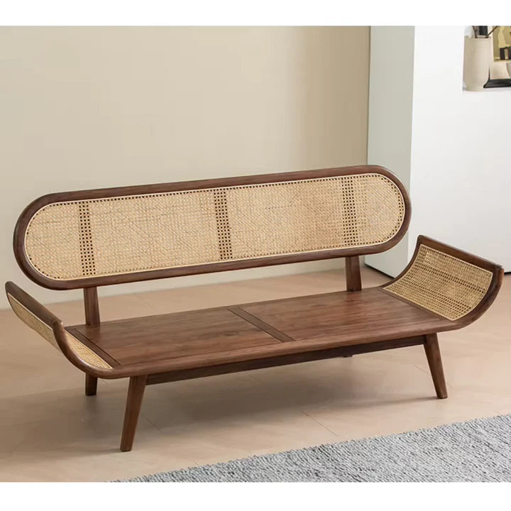 Curve Handle Natural Cane Sofa