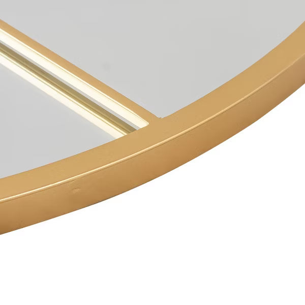 Arched Metal Frame Wall Mirror in Gold