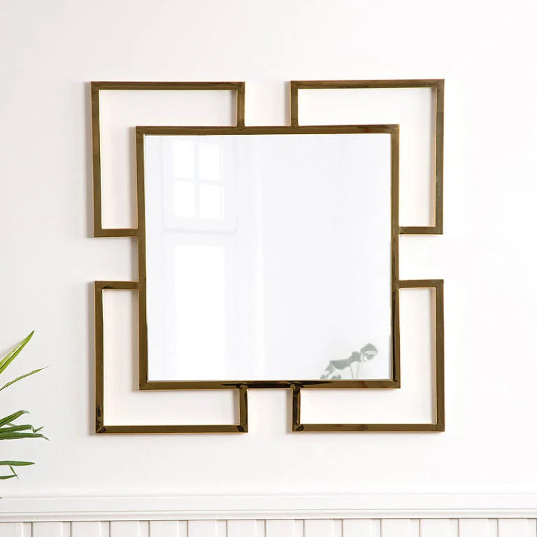 Gold Metal Square Wall Mirror