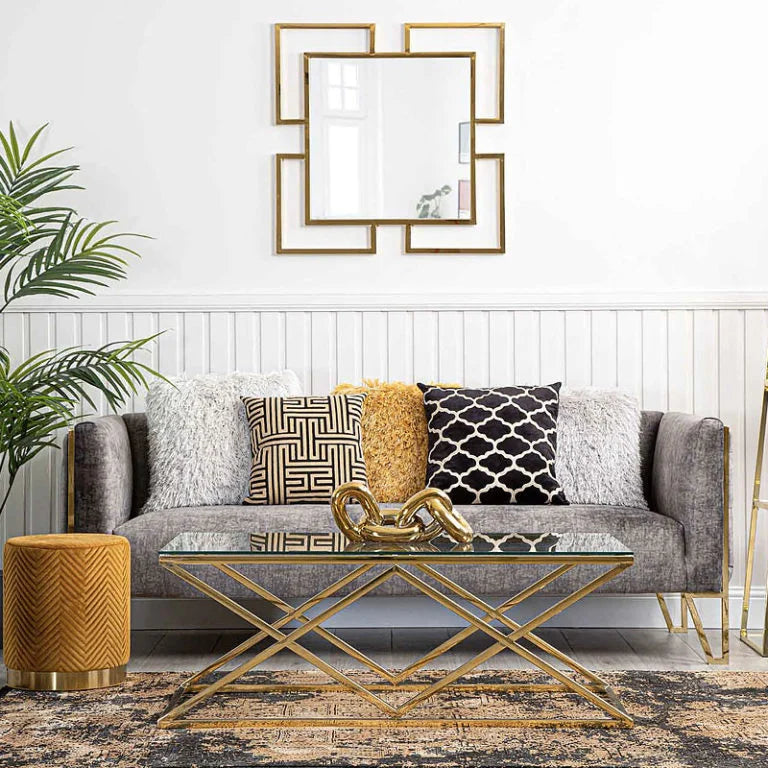 Gold Metal Square Wall Mirror