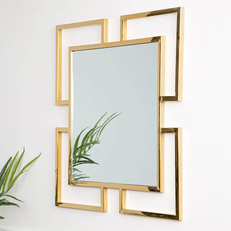 Gold Metal Square Wall Mirror