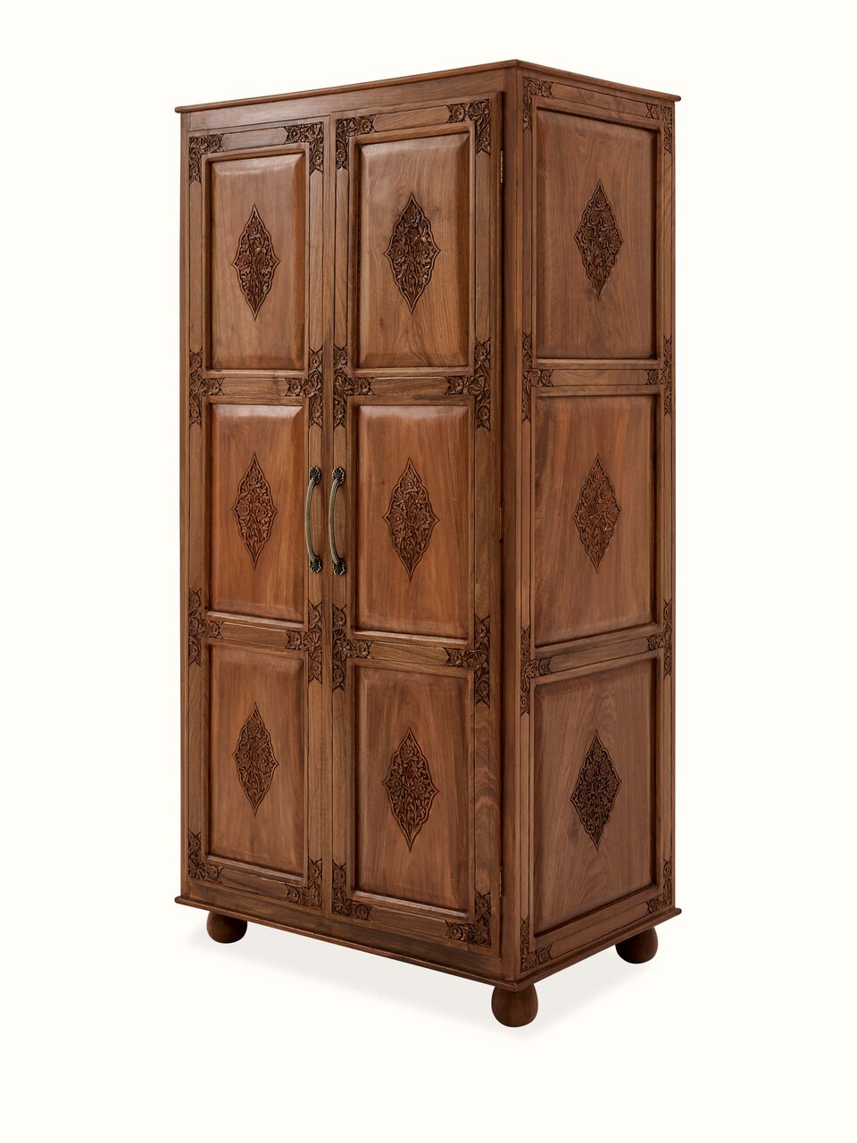 Carved Walnut Wood Wardrobe