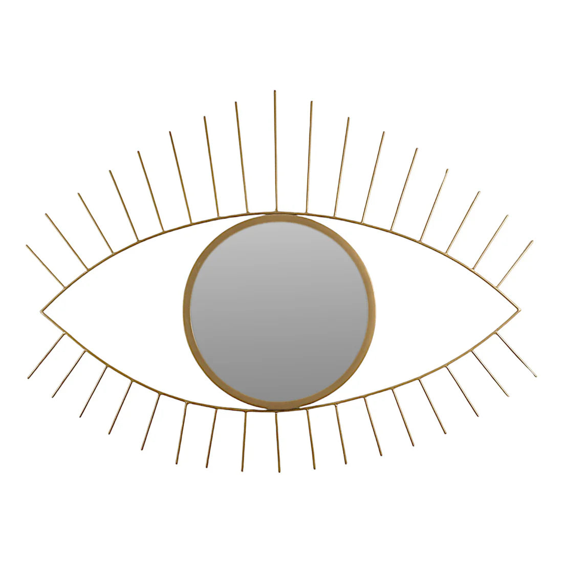 Golden Round Mirror in Eyes-Shaped Metal Frame