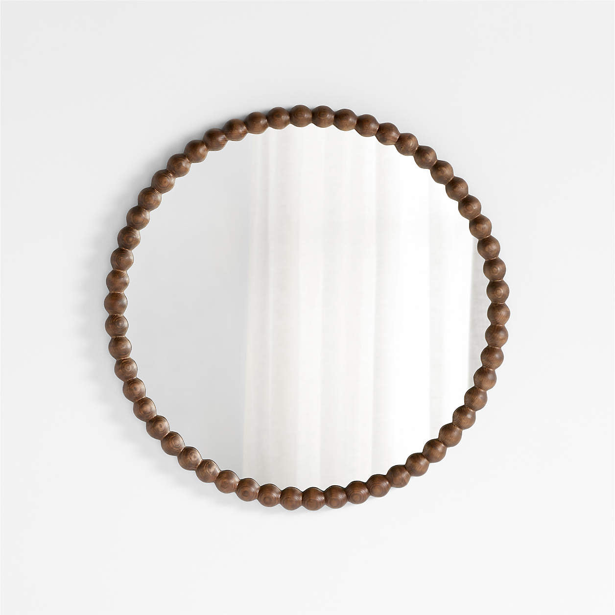 Lind Deep Brown Wood 30" Round Kids Wall Mirror