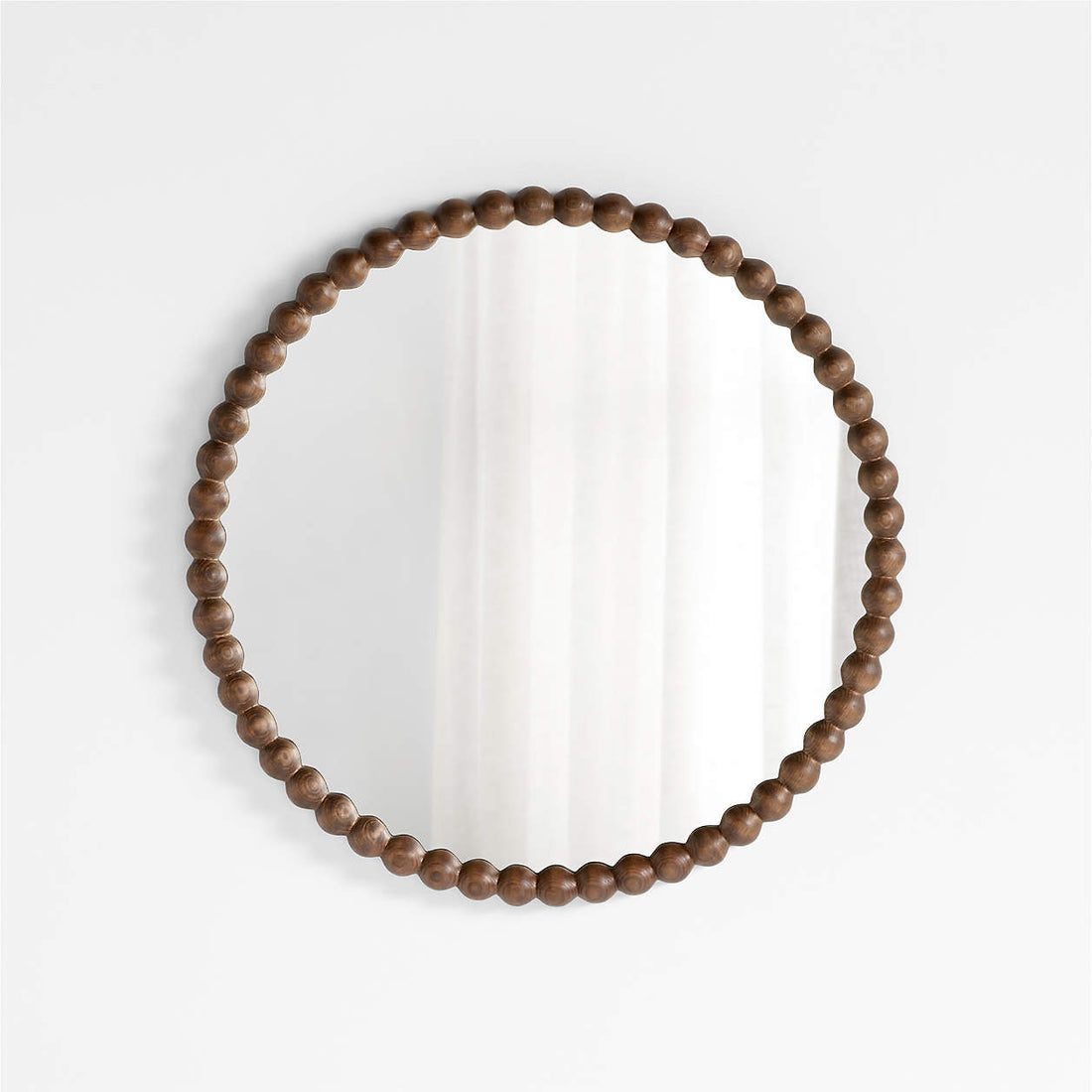 Lind Deep Brown Wood 30" Round Kids Wall Mirror