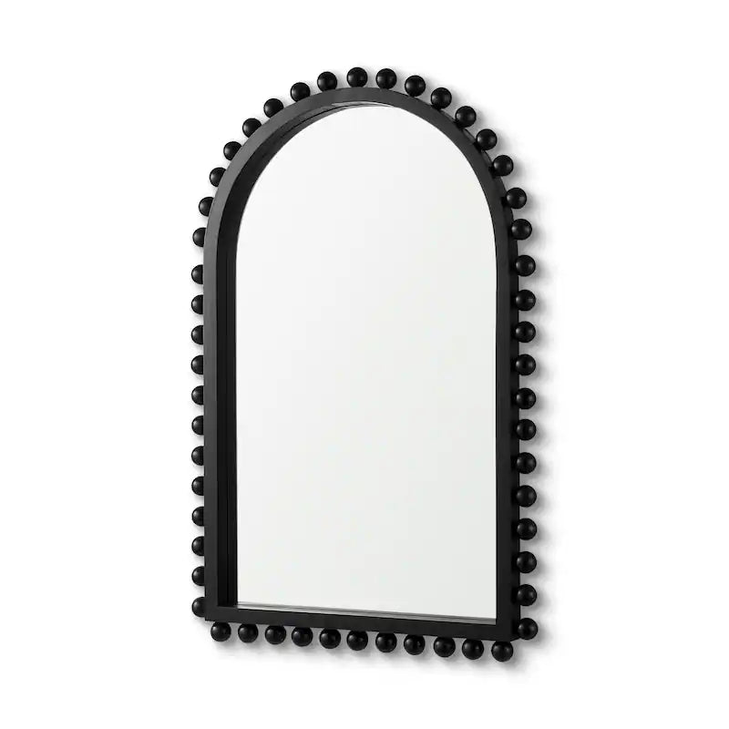 Wood Frame Beaded Arched Decorative Wall Mirror