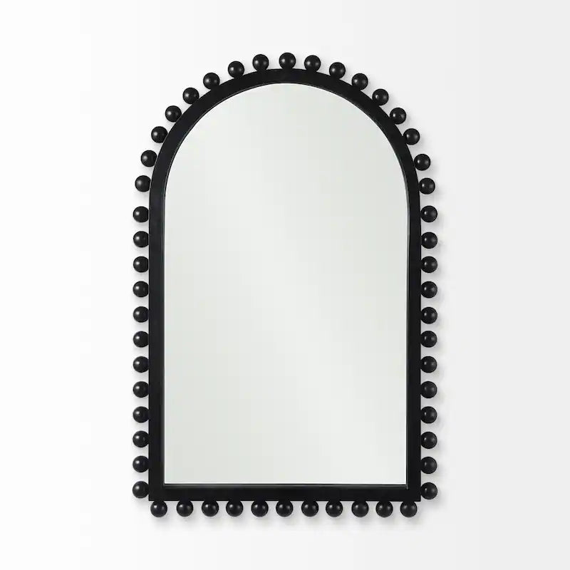 Wood Frame Beaded Arched Decorative Wall Mirror