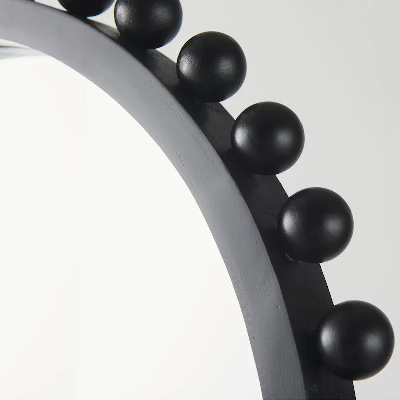 Wood Frame Beaded Arched Decorative Wall Mirror