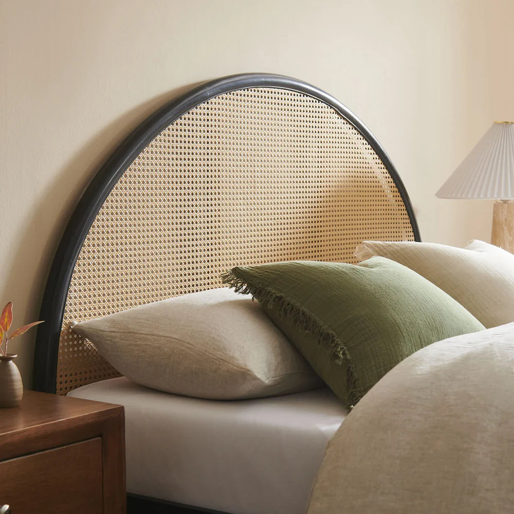 Arched Rattan Cane Platform Headboard