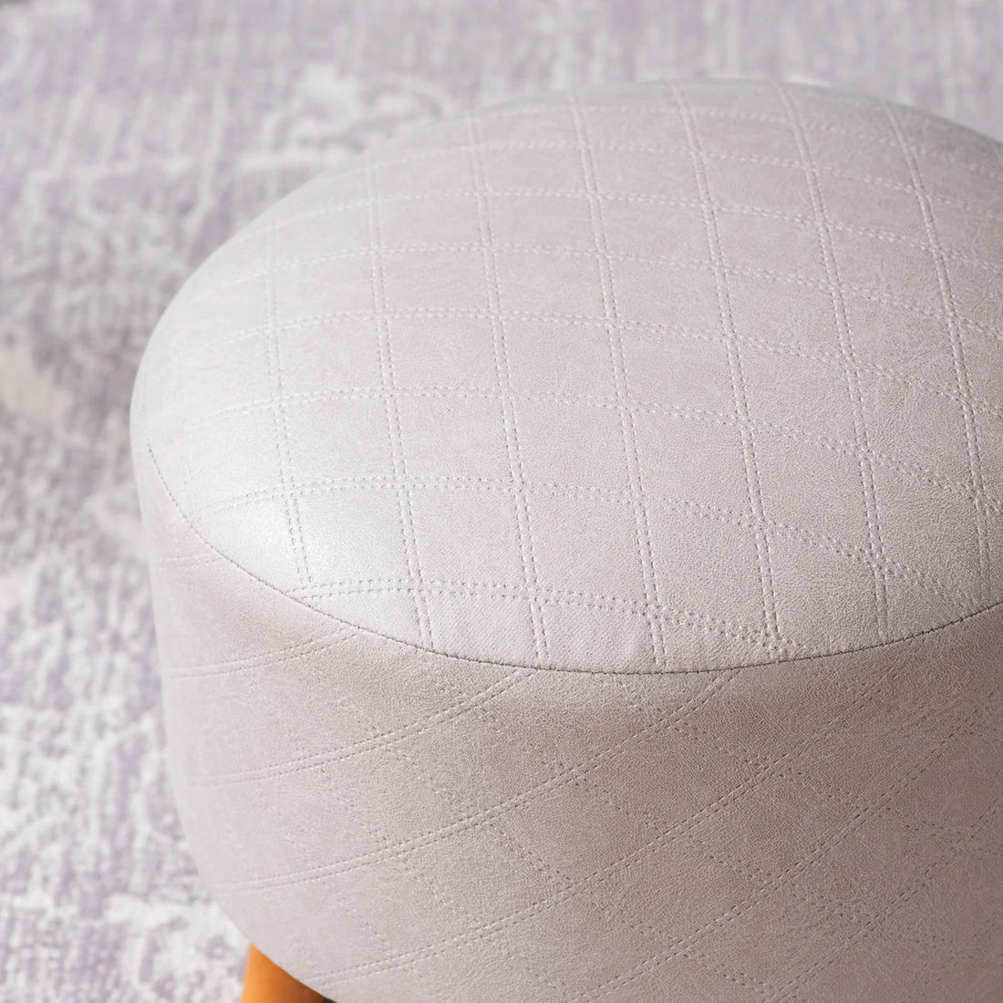 Brick Beige Faux Leather Ottoman