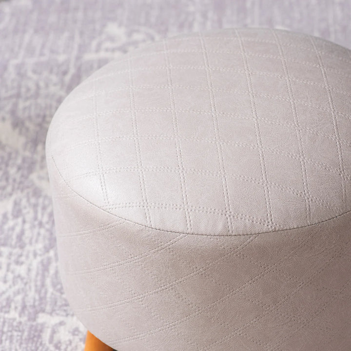 Brick Beige Faux Leather Ottoman