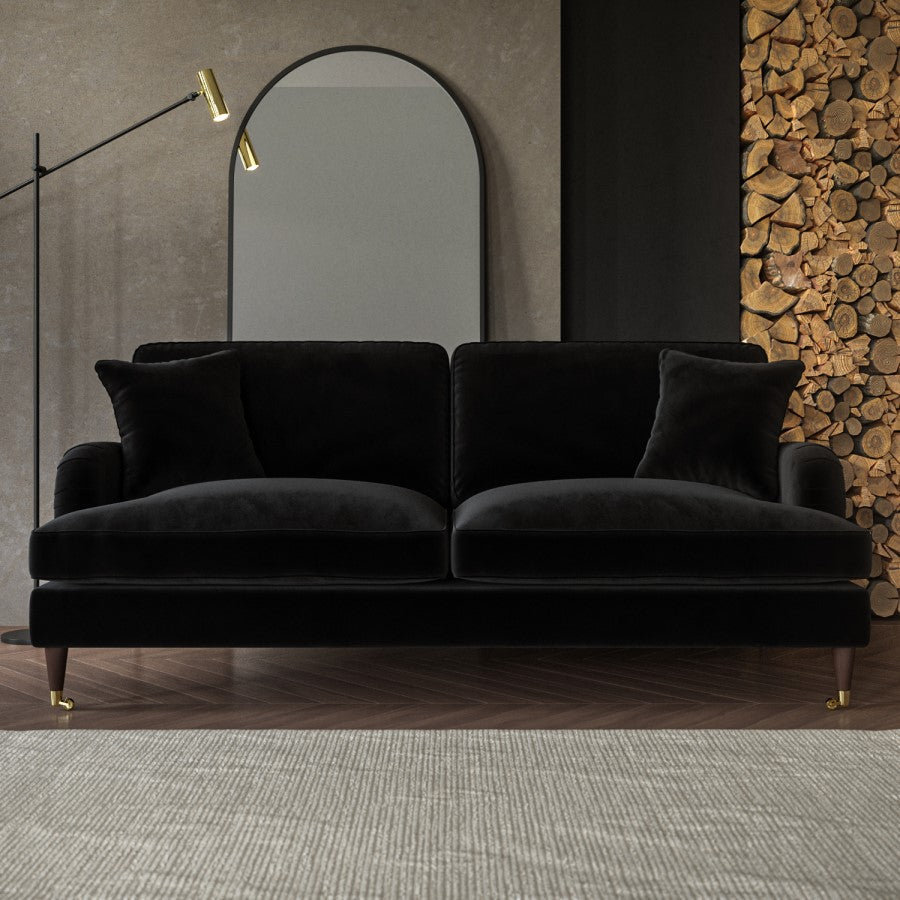 Black Velvet 3 Seater Sofa