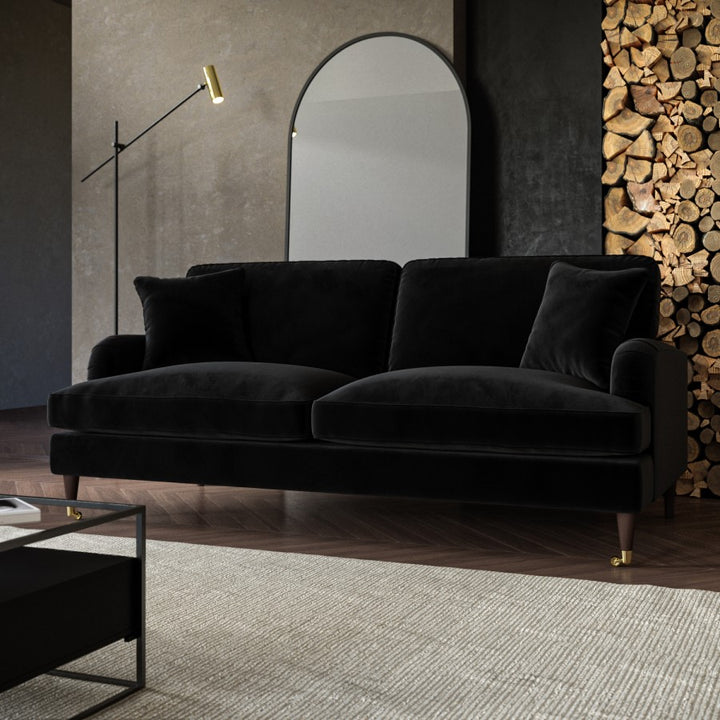 Black Velvet 3 Seater Sofa