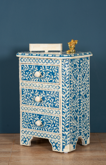 Noir Blossom Inlay Chest of Drawers