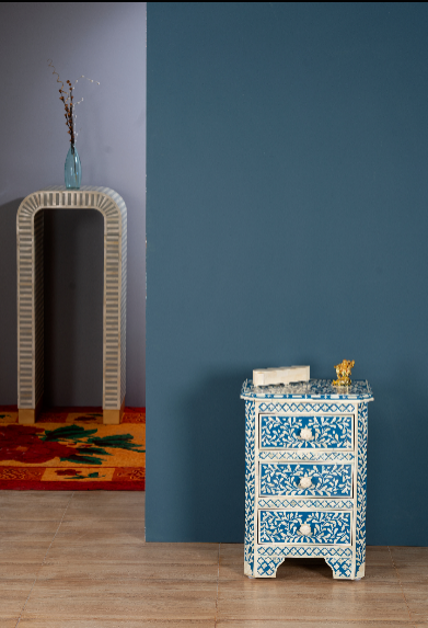 Noir Blossom Inlay Chest of Drawers