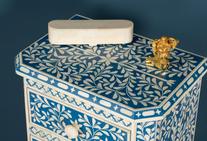 Noir Blossom Inlay Chest of Drawers