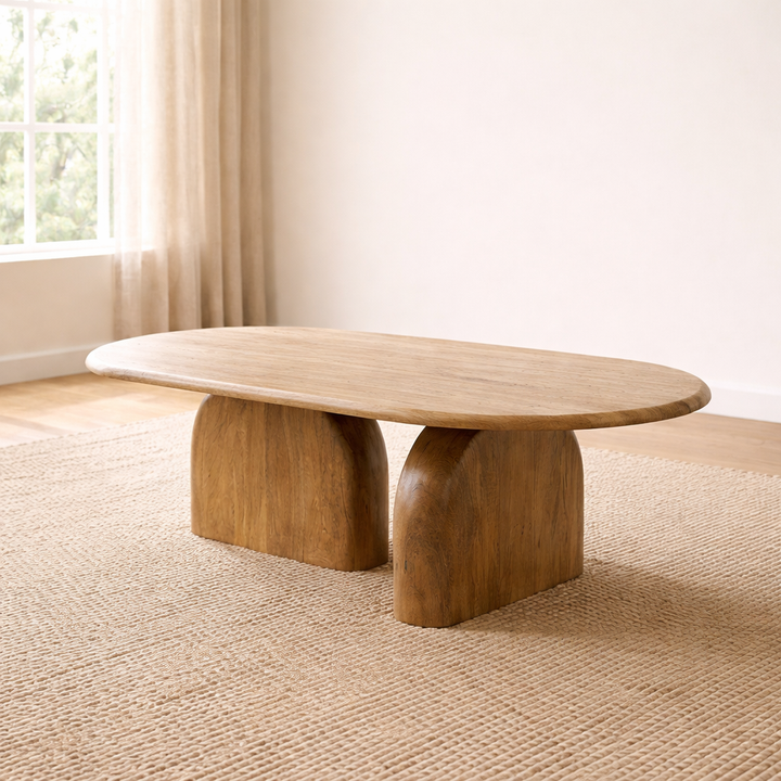 Alvin - Modern Travertine Marble Oval Coffee Table